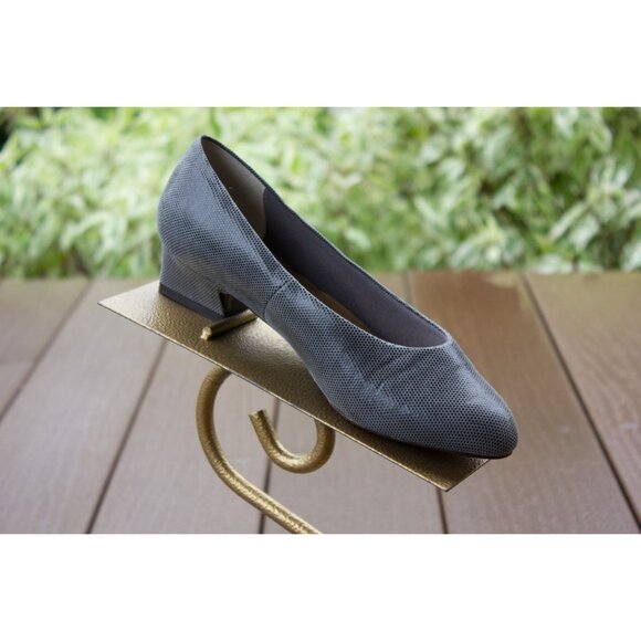 Vintage Women's Pumps Shoes Nordstrom Comfort Construction Textured Leather Gray - Picture 2 of 4